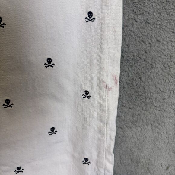 S Polo Ralph Lauren Jeans Mens 33x29 Varick Slim White Skull Allover Embroidery - Picture 3 of 13